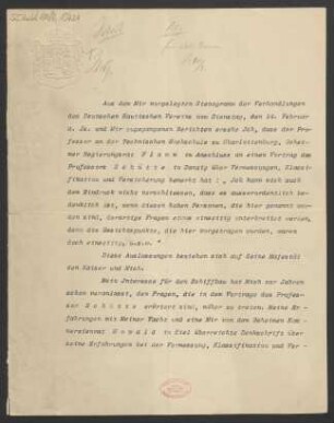 Brief an Konrad Studt : 14.03.1905