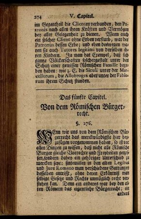 Das fünfte Capitel. Von dem Römischen Bürgerrecht.