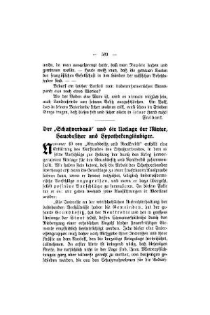 Der "Schutzverband" und die Notlage der Mieter, Hausbesitzer und Hypothekengläubiger