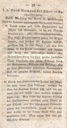 §. 3. Durchbrechung der Front in Abtheilungen.