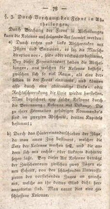 §. 3. Durchbrechung der Front in Abtheilungen.