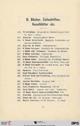 B. Bücher, Zeitschriften, Kunstblätter etc. (Nr. 212-300)