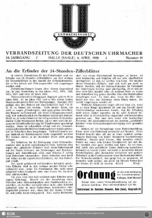An die Erfinder der 24-Stunden-Zifferblätter