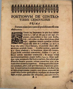 Positiones iur. de controversiis criminalibus miscellaneae
