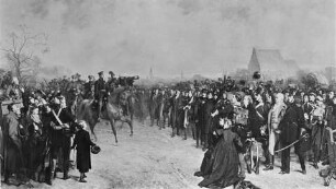 Musterung der Freiwilligen von 1813 vor König Friedrich Wilhelm III zu Breslau