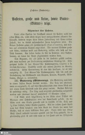 Pasteten, große und kleine, sowie Butter- (Blätter-) teige