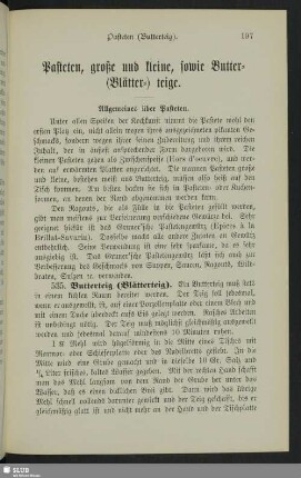Pasteten, große und kleine, sowie Butter- (Blätter-) teige