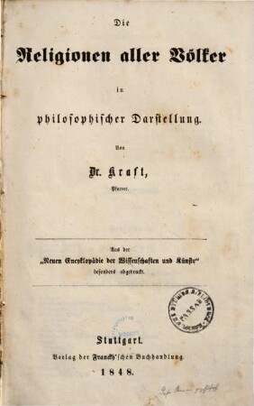Die Religionen aller Völker in philosophischer Darstellung