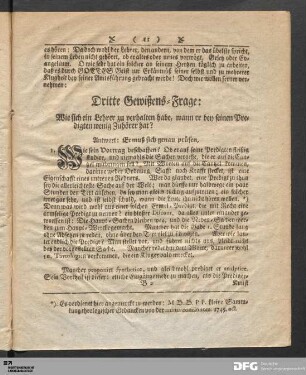 Dritte Gewißens-Frage