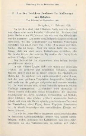 2. Aus den Berichten Professor Dr. Koldeweys aus Babylon