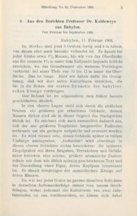 2. Aus den Berichten Professor Dr. Koldeweys aus Babylon