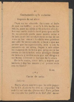 Carta de celos.