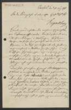 Brief von Johann Baptist Lutz an Regensburgische Botanische Gesellschaft
