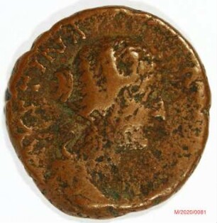 Römische Münze, Nominal As, Prägeherr Marc Aurel für Faustina II., Prägeort Rom, Original