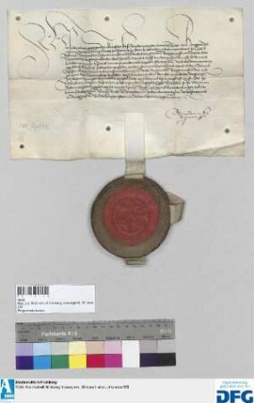 Kaiser Friderich III. stellt der Stadt Nürnberg Quittung aus über 1100 fl. Stadtsteuer.