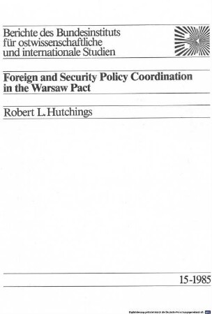 Foreign and security policy coordination in the Warsaw Pact