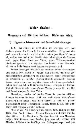 Achter Abschnitt. Wohnungen und öffentliche Gebäude. Dörfer und Städte.