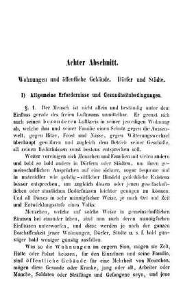 Achter Abschnitt. Wohnungen und öffentliche Gebäude. Dörfer und Städte.
