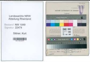 Entnazifizierung Kurt Sittner , geb. 09.07.1921 ()