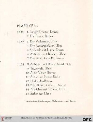 Plastiken (Nr. 1-26)