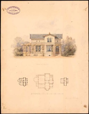 Villa bei Berlin: Ansicht, 3 Grundrisse