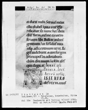 Festepistolar — Initiale M(isit Herodes), Folio 33verso