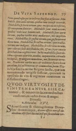 Quod Virtuosi Divini Teneantur Esse Canonici, & omnes in sacris ordinibus ...