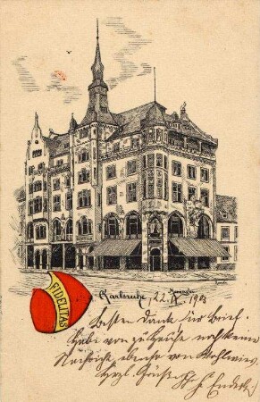 Postkartenalbum mit Motiven von Karlsruhe. "Karlsruhe. Moninger"