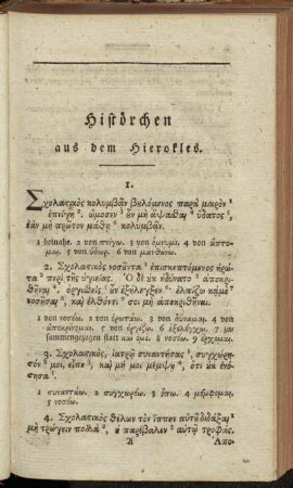 Histörchen aus dem Hierokles.
