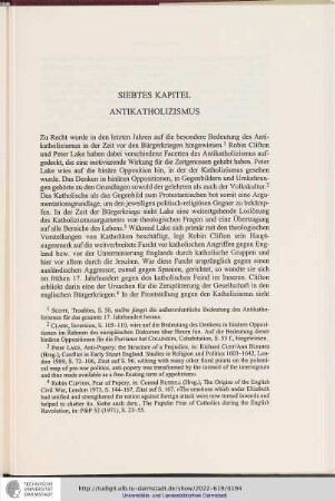 Siebtes Kapitel - Antikatholizismus