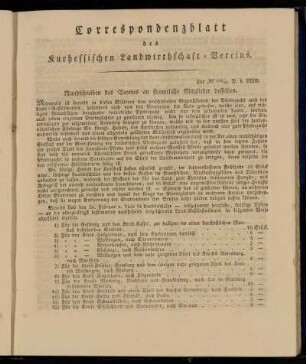 Correspondenzblatt des Kurhessischen Landwirthschaft-Vereins