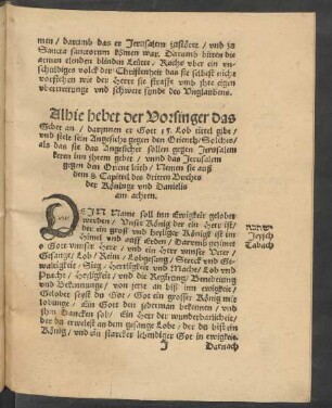 Alhie hebet der Vorsinger das Gebet an/ ...