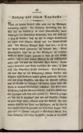 Auszug aus einem Tagebuche