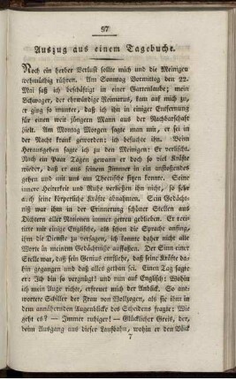 Auszug aus einem Tagebuche