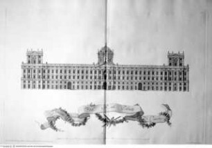 Dichiarazione dei disegni del Reale Palazzo di Caserta ..., Tav. V: Aufriss der Hauptfassade