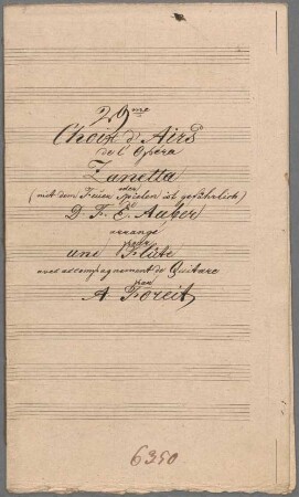 "Zanetta - Excerpts; Arr; fl, guit; AWV 33". - BSB Mus.Schott.Ha 6384-2