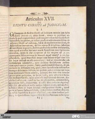 Articulus XVII. De Reditu Christi ad Judicium.
