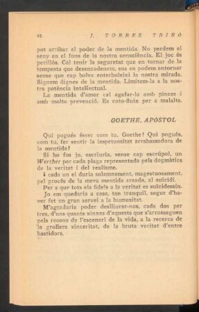 Goethe, apòstol