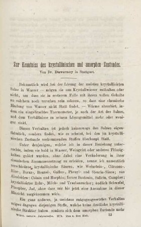 Zur Kenntnis des krystallinischen und amorphen Zustandes