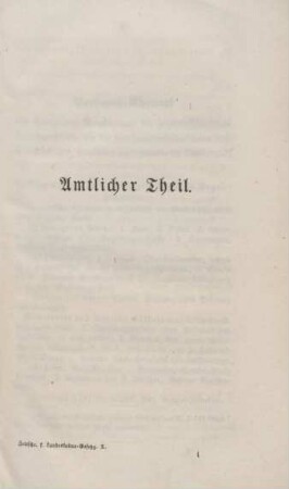 Amtlicher Theil. Nichtamtlicher Theil
