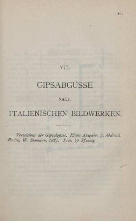 VIII. Gipsabgüsse nach italienischen Bildwerken