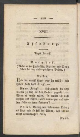 XVIII. Asseburg. Tages darauf