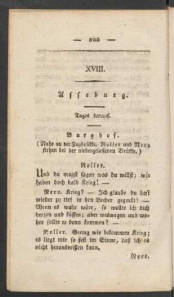 XVIII. Asseburg. Tages darauf