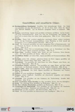 Geschliffene und emaillierte Gläser (Nr. 483-535)
