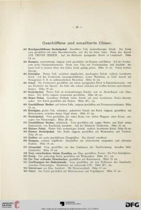 Geschliffene und emaillierte Gläser (Nr. 483-535)