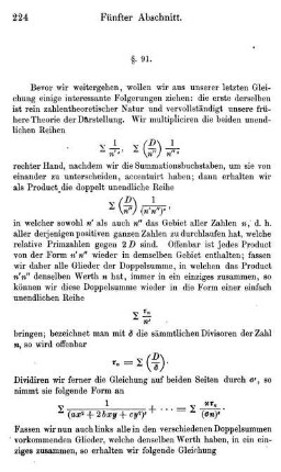 §. 91. Digression über die Anzahl aller Darstellungen einer Zahl durch das Formensystem. Anwendung auf die Zerlegung der Zahlen in zwei Quadratzahlen
