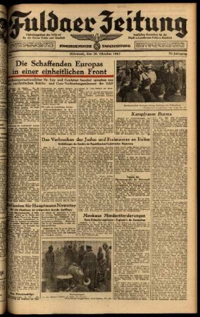 Ausgabe vom Mittwoch, den 20. Oktober 1943.