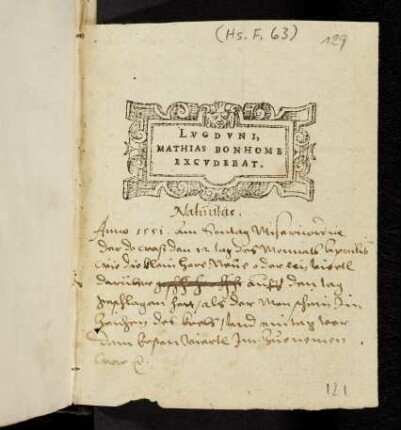129 (65r), Notiz: Anno 1551...