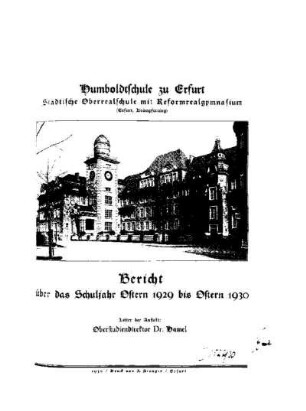 1929/30: Bericht über das Schuljahr ... bis Ostern ... - 1929/30