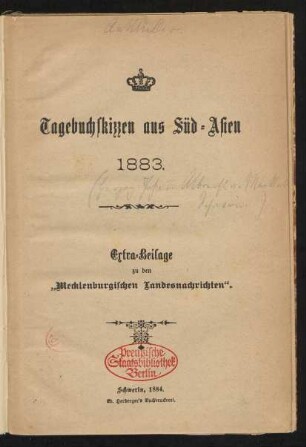 Tagebuchskizzen aus Süd-Asien 1883